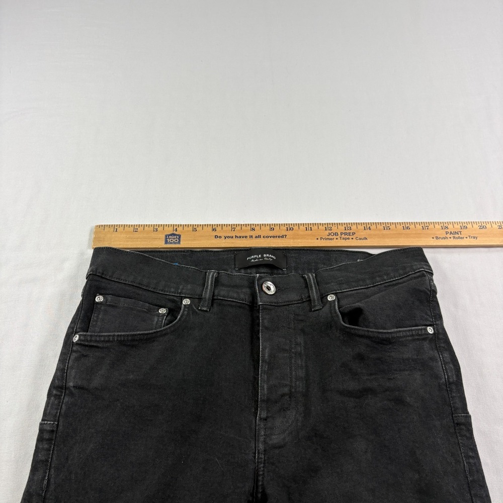 Purple Brand Jeans Mens 34x32 Black P001 Skinny Denim Button Fly - Picture 10 of 15